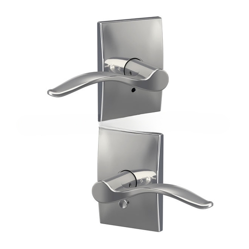 Pennant Lever with Century Rose Passage and Privacy Lock with 16600 Latch and 10027 Strike Bright Chrome Finish