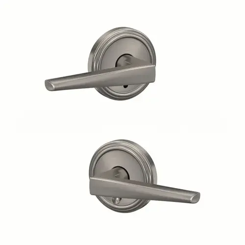 Eller Lever with Indy Rose Passage and Privacy Lock with 16600 Latch and 10027 Strike Satin Nickel Finish