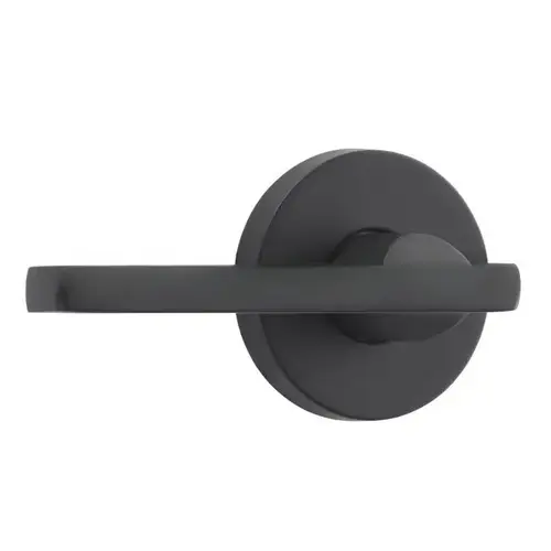 Passage Right Hand Square Lever and Contemporary Round Rose with 6AL Latch and Dual Strike Satin Black Finish