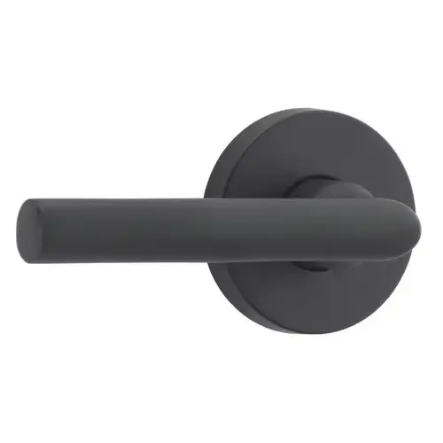 Passage Right Hand Tube Lever and Contemporary Round Rose with 6AL Latch and Dual Strike Satin Black Finish