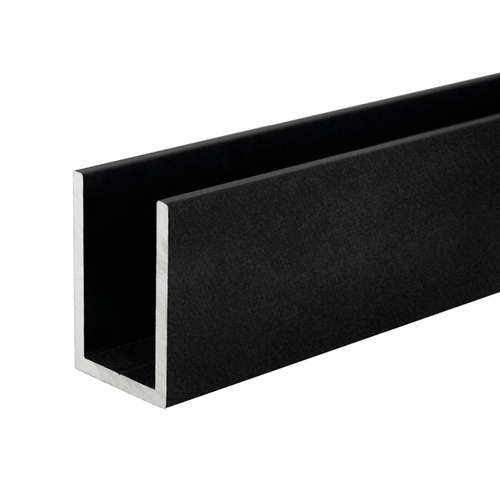 1" x 1-1/2" U-Channel - 12" Long Sample - Matte Black Powder Coat