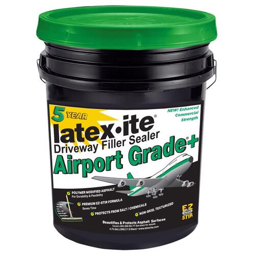 Latex-Ite 75066 Driveway Sealer Airport Grade+ Flat Black Asphalt 4.75 gal Black