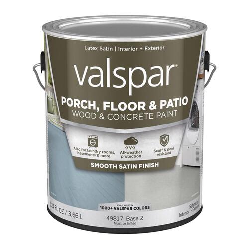 Valspar 009.0049817.007 Floor and Patio Coating Porch, Floor & Patio Wood & Concrete Paint Satin Clear Base 2 1 gal Clear