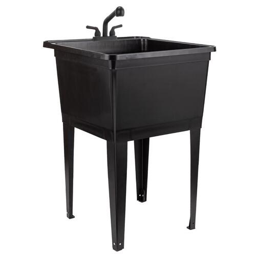 Tehila 202381 Utility Tub Kit 22.875" W X 24.75" D Freestanding Thermoplastic Black