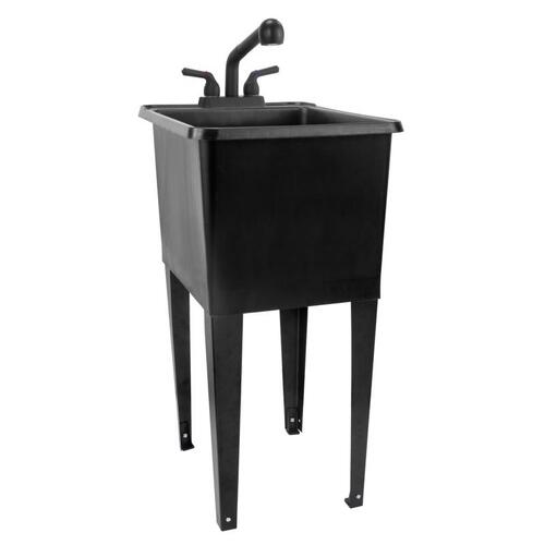 Tehila 115086 Utility Sink 17.75" W X 23.25" D Freestanding Thermoplastic Black