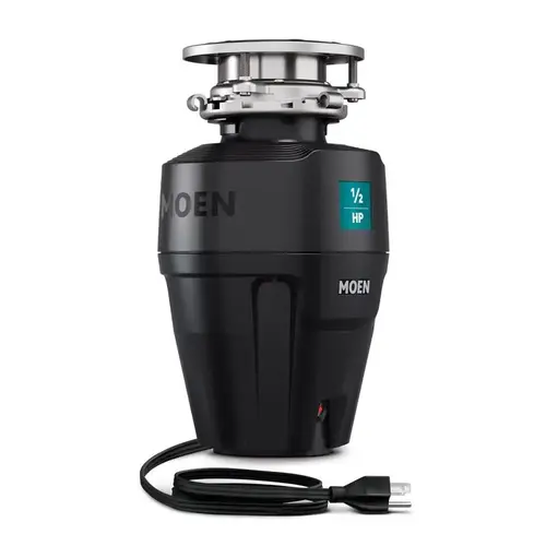 Garbage Disposal with Power Cord The Prep Series 1/2 HP Continuous Feed Black/Silver