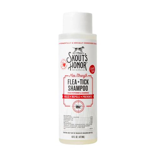 Skout's Honor SH20FTSH16 Flea and Tick Shampoo White Cedarwood/Peppermint Dog 16 oz White