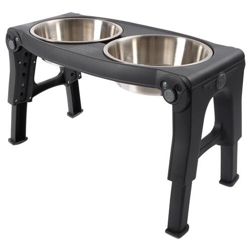 Dexas PW120432SS Double Pet Feeder Black Stainless Steel 5 cups For Dogs Black