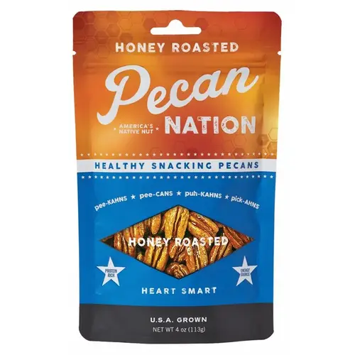 Pecan Nation PNHR4.8-XCP8 HONEY ROASTED PECANS POUCH 4OZ - pack of 8