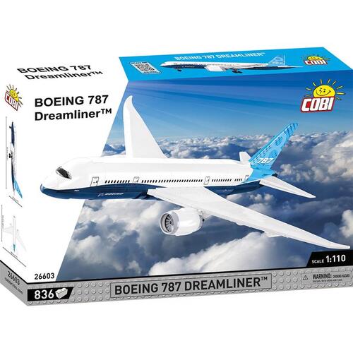 Block Set Boeing 787 Plastic Blue/White 836 pc Blue/White