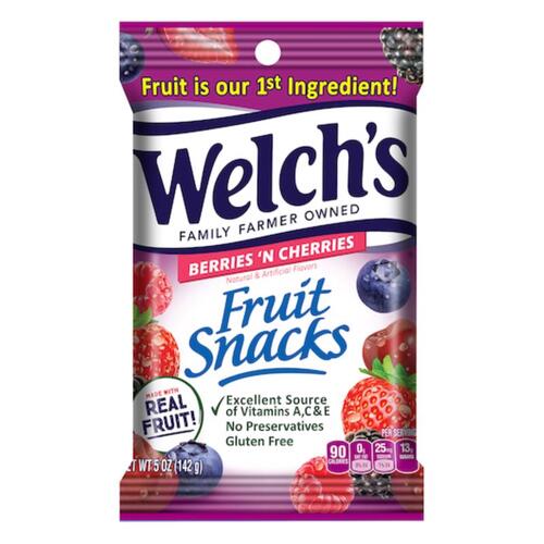 WELCH'S 653509 Fruit Snacks Berries and Cherries 5 oz