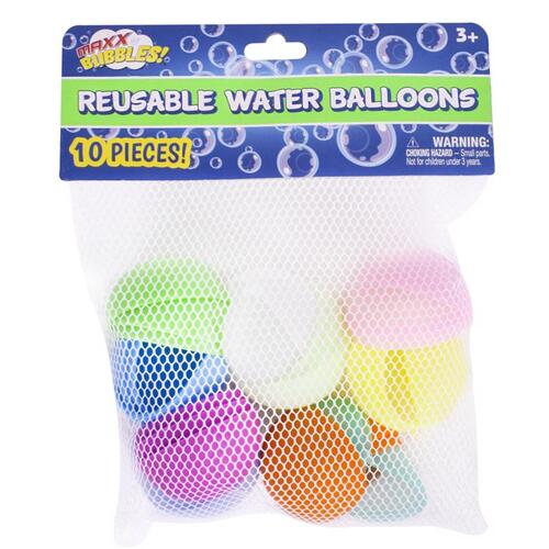 Maxx Bubbles 470224 Reusable Water Balloons Silicone Assorted 10 pc Assorted