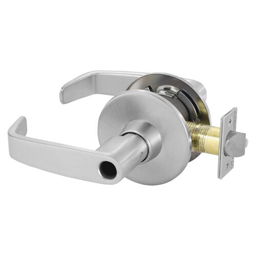 Office Tubular Bored Lock Grade 1 with L Lever with Schlage Prep and L Rose and ASA Strike Less Cylinder Satin Chrome Finish