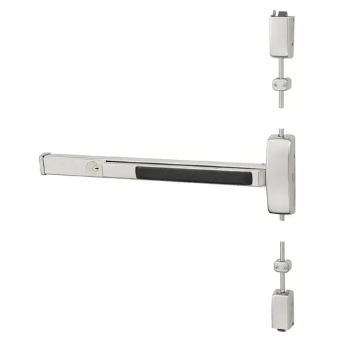 Surface Vertical Rod Exit Device Bright Stainless Steel