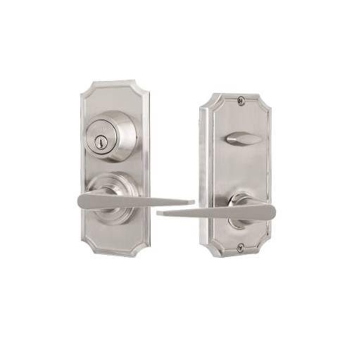 Weslock 015012N2NSL2D Unigard Premiere Interconnected Entry with Urbana Lever with 2-3/8" Latch and Round Corner Strikes Satin Nickel Finish