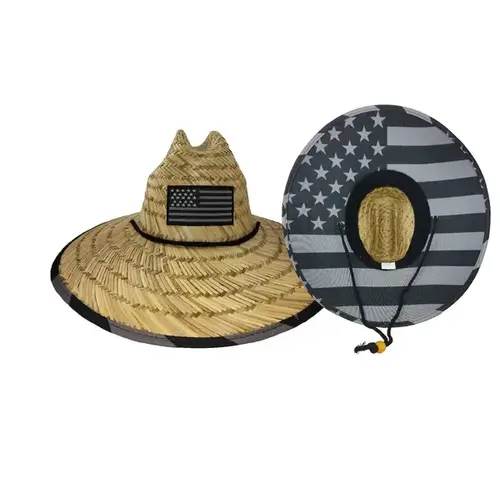 Hardware Mercantile International, LLC 29626 Jafari Black & White US Flag Straw Hat w/ 5 in. Brim