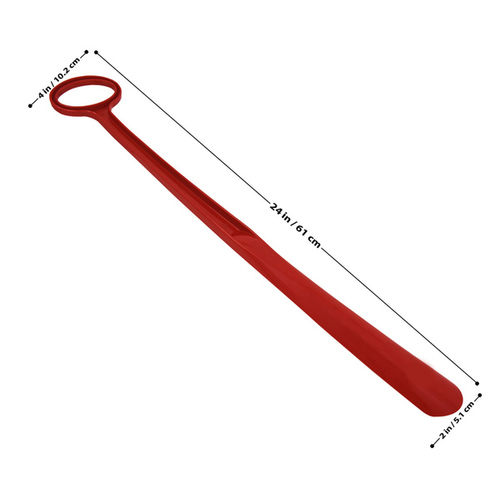 JobSite Long Handle Plastic Shoe Horn - Red