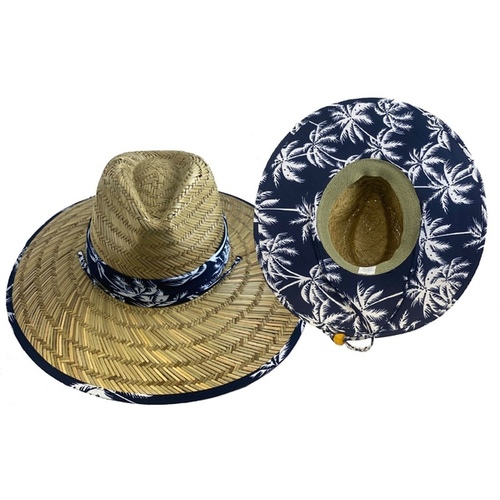 Hardware Mercantile International, LLC 29627 Jafari Black & White Palm Tree Hat w/ 5 in. Brim