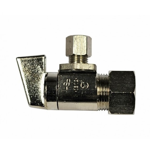 Qtr Turn Angle Valve 5/8 O.D. x 1/4 Comp. - Chrome