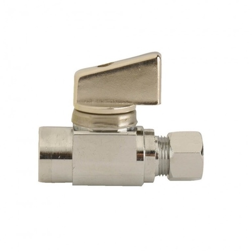 Qtr Turn Straight Valve 3/8 O.D. x 3/8 O.D. - Chrome