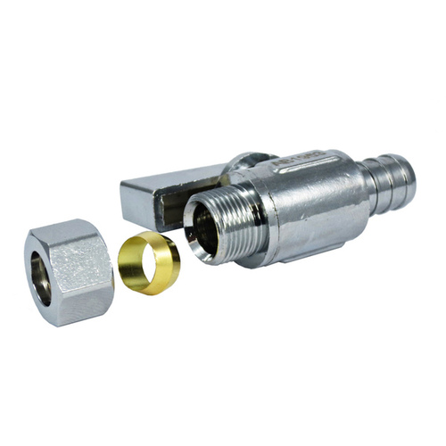 1/2" PEX x 3/8" OD Compression, 1/4 Turn Straight Stop Valve