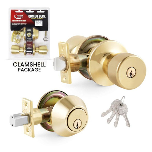 Grip Tight Tools EDT01-MH Grip Tight Tools Mobile Home Entry & Single Cylinder Deadbolt Combo - Brass Fini sh - Tulip Style