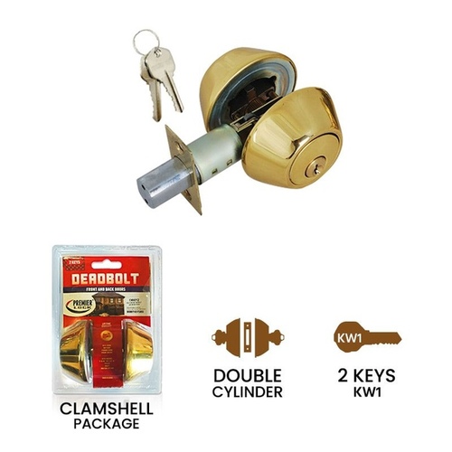 Grip Tight Tools DB012 Grip Tight Double Cylinder Deadbolt - Brass