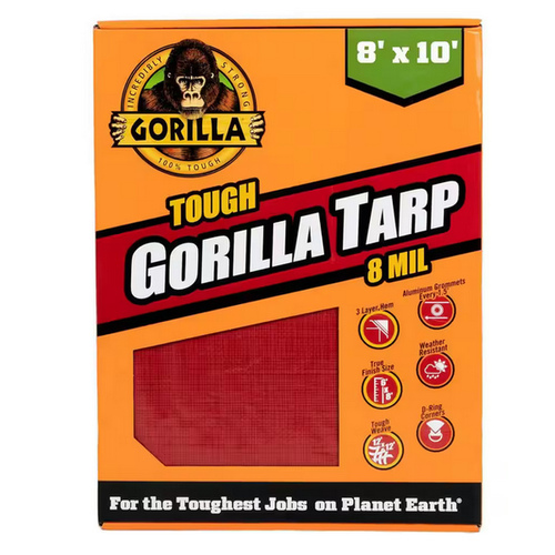 Gorilla 97031 Gorilla Heavy Red Tarp - 8 ft x 10 ft/8 mil/ 12 x 12 Weave