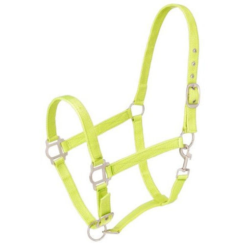 TOUGH-1 SATIN HORSE HALTER WITH SNAP - NEON GREEN