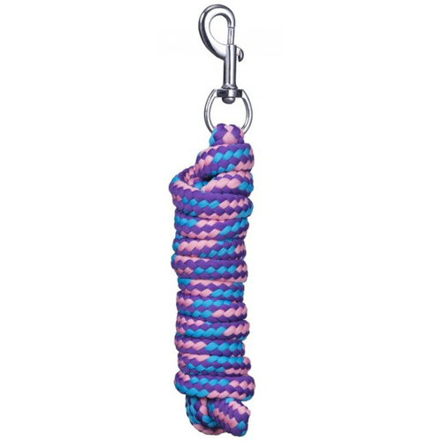 8-FT BRAIDED SOFT POLY LEAD ROPE - NEON RAINBOW