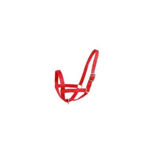 Valhoma Corporation 20-P-RD Cattle Halter Nylon Criss Cross Chin Strap Small 1" Red with Nickel-Plated Hardware