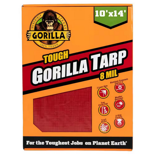 Gorilla 97033 Gorilla Heavy Red Tarp - 10 ft. x 14 ft./8 mil/ 12 x 12 Weave