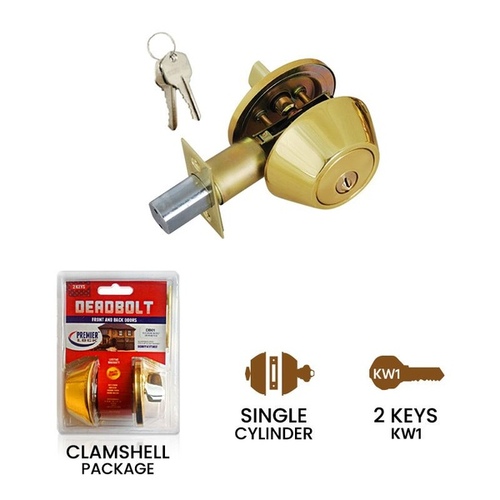 Grip Tight Tools DB01 Grip Tight Single Cylinder Deadbolt - Brass