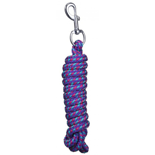 JT International Dist. Inc. 51-8985-371-0 8-FT BRAIDED SOFT POLY LEAD ROPE - PURPLE/TURQ/PINK