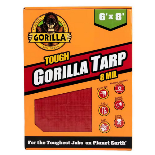 Gorilla 97030 Gorilla Heavy Red Tarp - 6 ft x 8 ft/8 mil/ 12 x 12 Weave