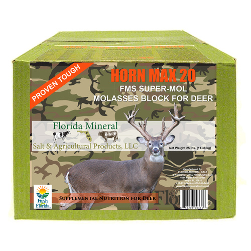 Florida Mineral Salt & Ag Prod 7864 Horn Max 20 Super-Mol Molasses Block For Deer 25#