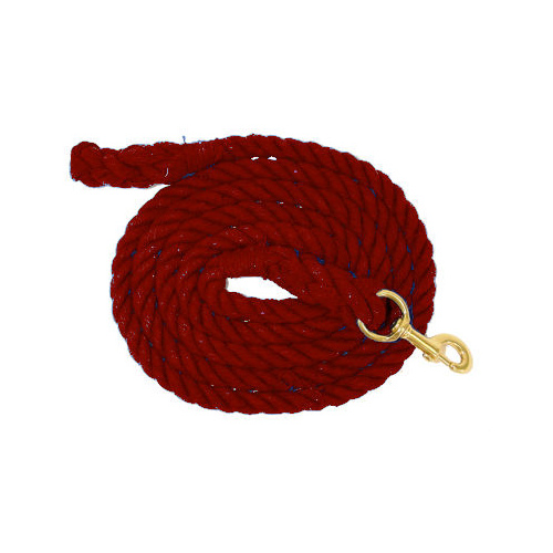 Lead Rope Cotton 5/8" x 10ft Red with Brass Bolt Snap