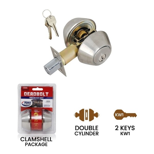 Grip Tight Tools DB022 Grip Tight Double Cylinder Deadbolt - Stainless Steel