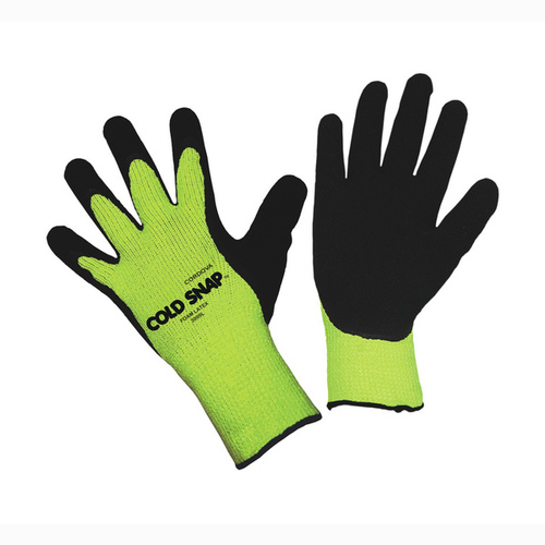 Cold Snap Hi-Vis Green Foam Latex Coated Gloves - Large Pair