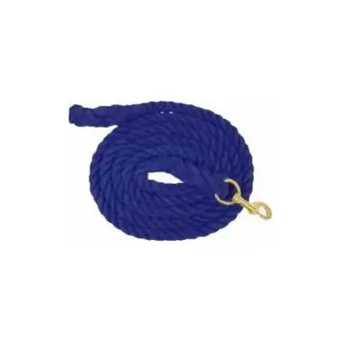 COTTON LEAD ROPE WITH BRASS SNAP 10' X 3/4" - BLUE