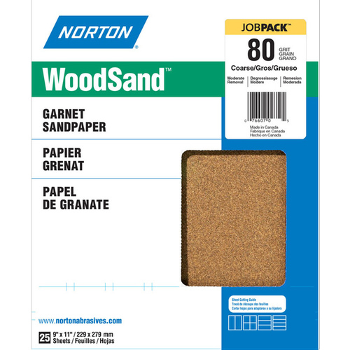 Norton Consumer Products 01584 80C Garnet Sand Paper - 9 x 11 pack of 25