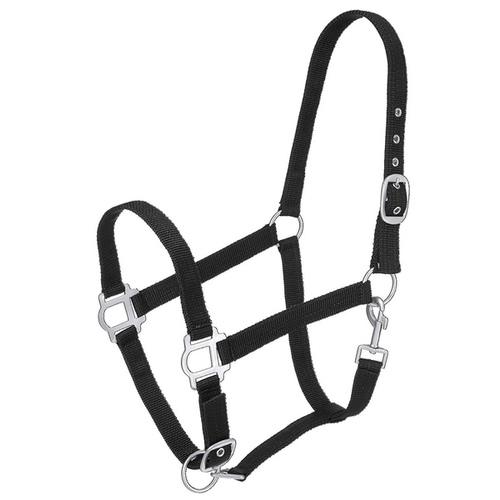 JT International Dist. Inc. 50-9550-2-0 Horse Halter Nylon Non-Adjustable Chin Medium 1" Black