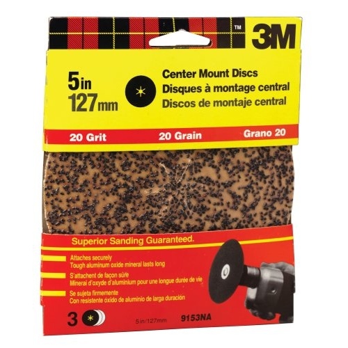 3M Power Sanding Center Mount Discs 5" Extra Coarse Grit pack of 3