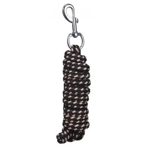 8-FT BRAIDED SOFT POLY LEAD ROPE - BLACK/TAN/BROWN