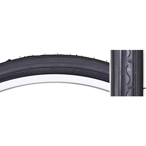 Bicycle Tire 26" x 1.375" with Raised Center - Black