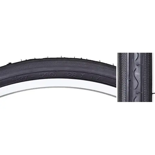 JB Importers, Inc 05022170 Bicycle Tire 26" x 1.375" with Raised Center - Black