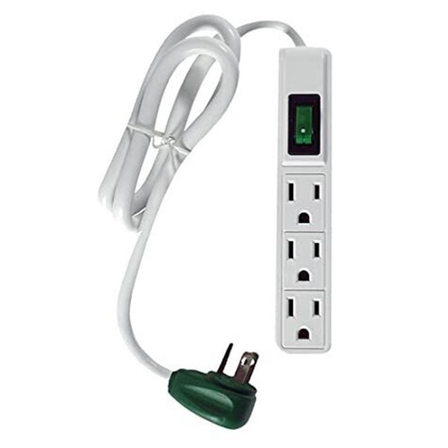 GoGreen Power GG-13002MS GoGreen Power 3-Outlet Power Strip - White with 2.5 Feet Cord