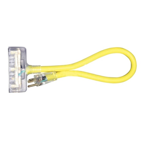 Voltec Power and Lighting 04-00090 Adapter Cord Set 12/3 STW with Tri-Source 3-Outlet Connector 2ft - Yellow