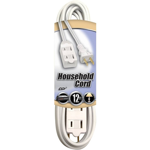 Coleman Cable 602W 12 Ft. Polarized White Extension Cord