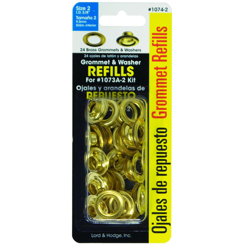 Lord & Hodge Inc 1074-2 Handi Grommet Refills 3/8" Brass pack of 24